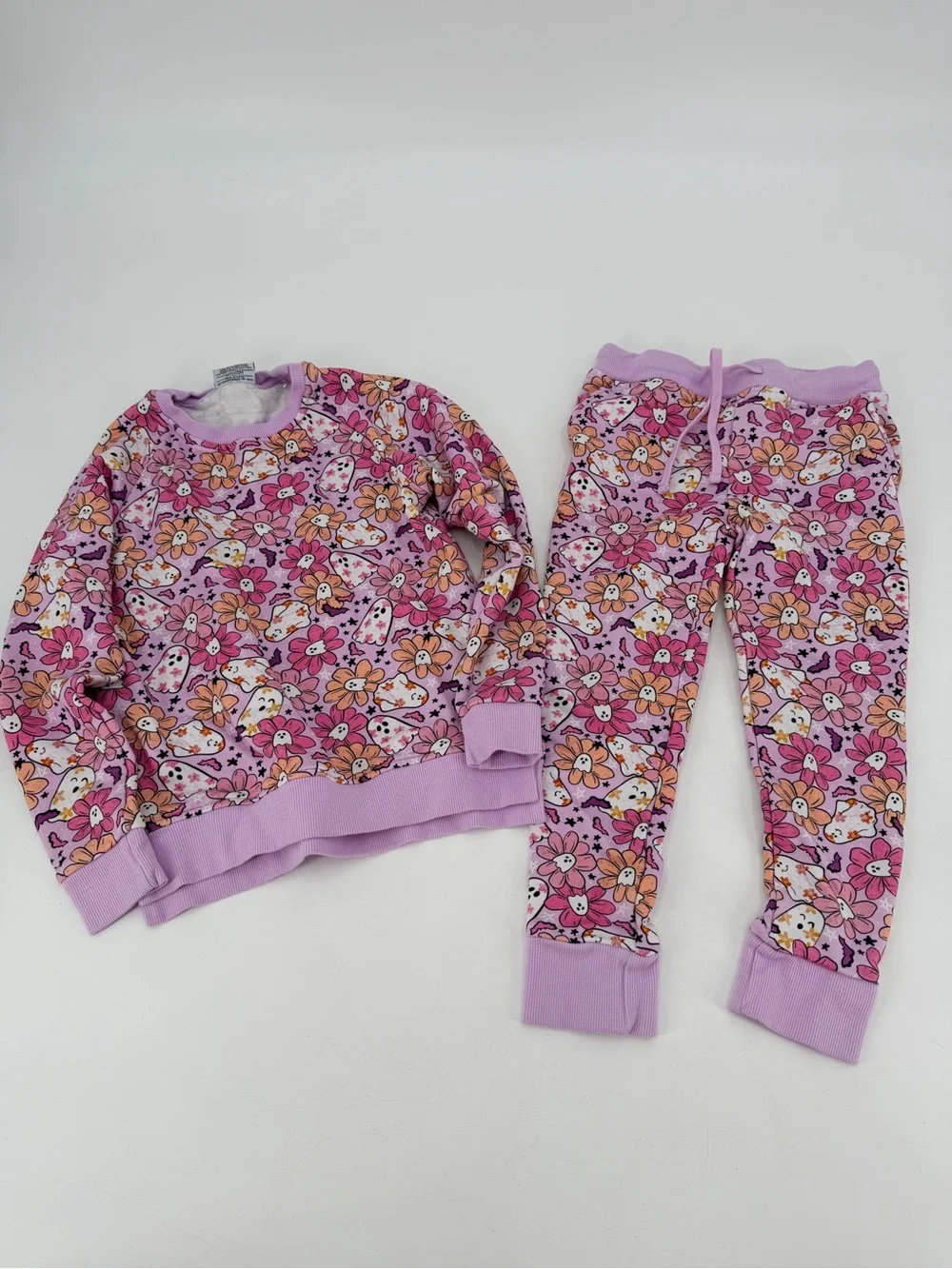 Bums & Roses Halloween Floral Ghosts Swestshirt Outfit 4 4T